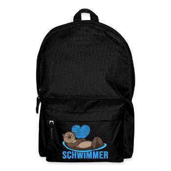 Schwimmer "Otter liebt schwimmen" Schwimmhalle - Rucksack - Schwarz - Vorne