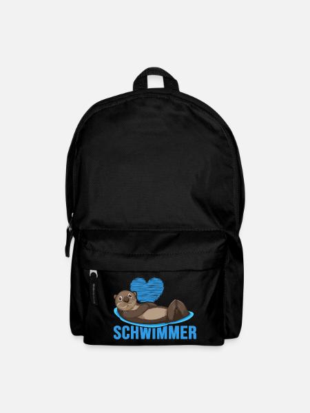 Schwimmer "Otter liebt schwimmen" Schwimmhalle - Rucksack - Schwarz