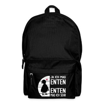 Ente "ich mag Enten" Watschelente Hausente - Rucksack - Schwarz - Vorne