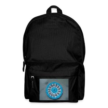 A mandala blue and grey made of wool - by Lillrose - Backpack - black - Front