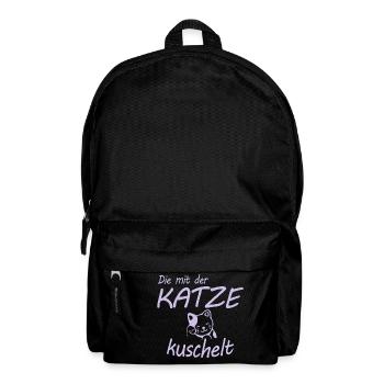 Die mit der Katze kuschelt Geschenk - Rucksack - Schwarz - Vorne