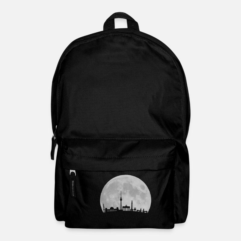 Berlin Skyline vor Mond Fernsehturm Bundestag - Rucksack - Schwarz