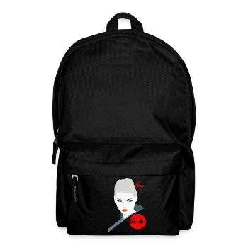 Japan Japanese woman angry Ninja fighter Asian girl - Backpack - black - Front