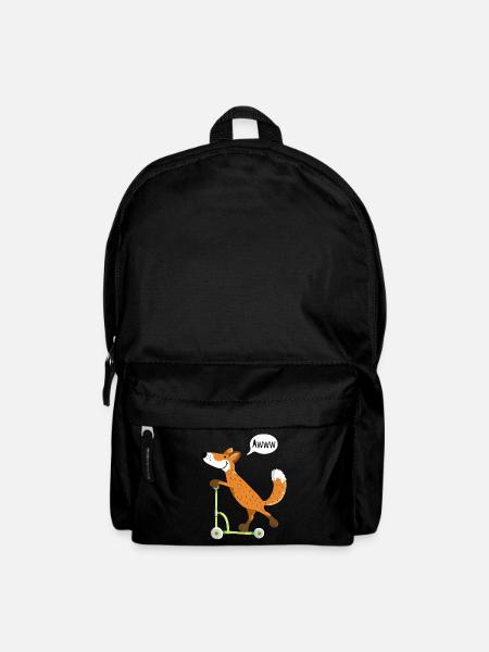 Kleiner schlauer Fuchs mit seinem grünen Roller - Rucksack - Schwarz