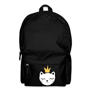 chat blanc avec couronne - Sac à dos - noir - Devant