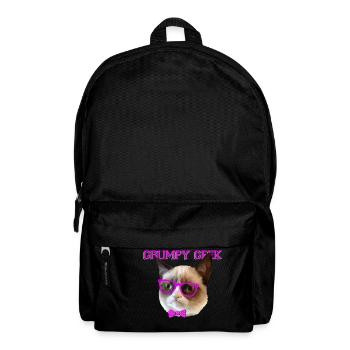 Cute Grumpy Geek Cat Gift - Backpack - black - Front