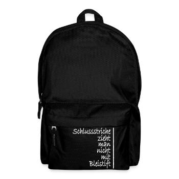 Schlussstrich Schluss machen Neuanfang Weiss - Rucksack - Schwarz - Vorne