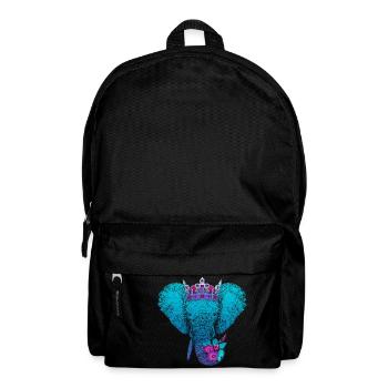 Elefant mit Blumen und Krone - Rucksack - Schwarz - Vorne