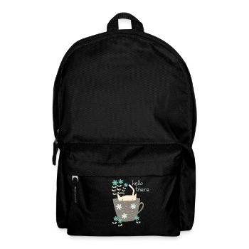 Lustige Katze im Tasse Hallo Geschenk Blumen - Rucksack - Schwarz - Vorne
