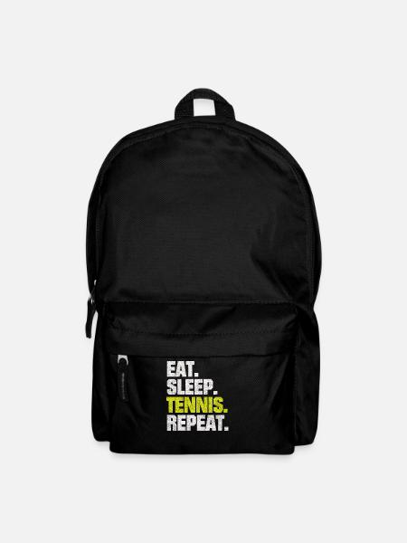 LUSTIGE SPRÜCHE TENNIS EAT SLEEP TENNIS REPEAT - Rucksack - Schwarz