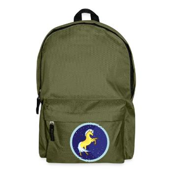 Licorne dorée dans le ciel étoilé - Sac à dos - vert olive - Devant
