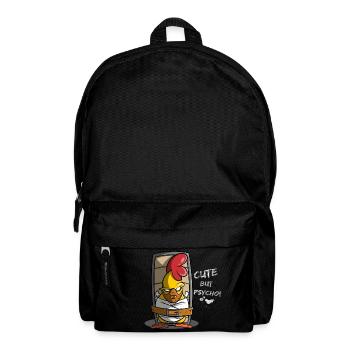 Cute but Psycho, Chicken in Straitjacket, Gift Idea - Backpack - black - Front