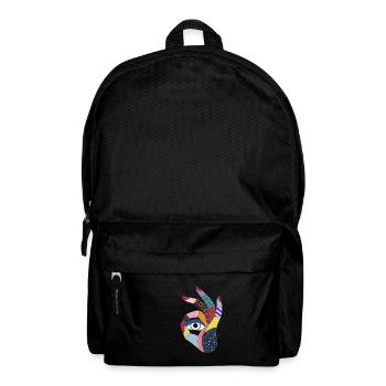Eye looks through a hand in pop art style - Backpack - black - Front