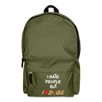 I hate people but I love dogs - Backpack - olive green - Front