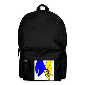 hands blue yellow - Backpack - black - Front