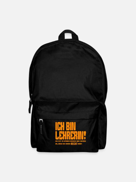 Ich Bin Lehrerin habe immer recht orange - Rucksack - Schwarz