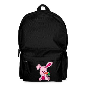 Flat design rabbit loves carrot pink sweet - Backpack - black - Front