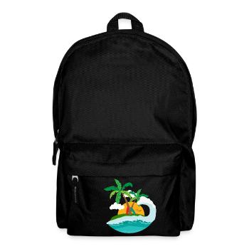 Surfing - Sunset beach palm and wave - Backpack - black - Front