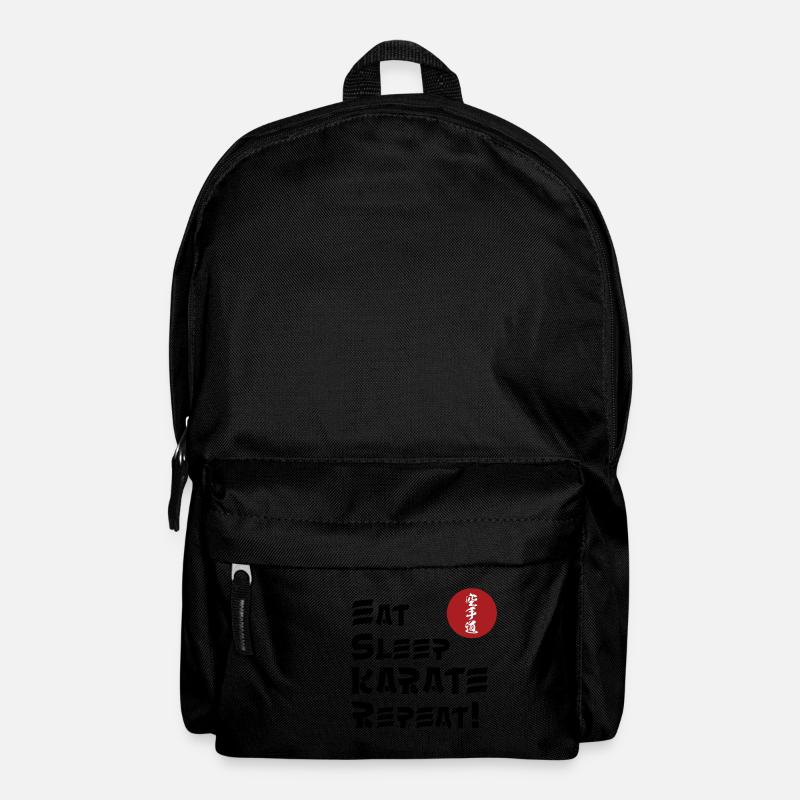 essen schlafen Karate wiederholen meme - Rucksack - Schwarz