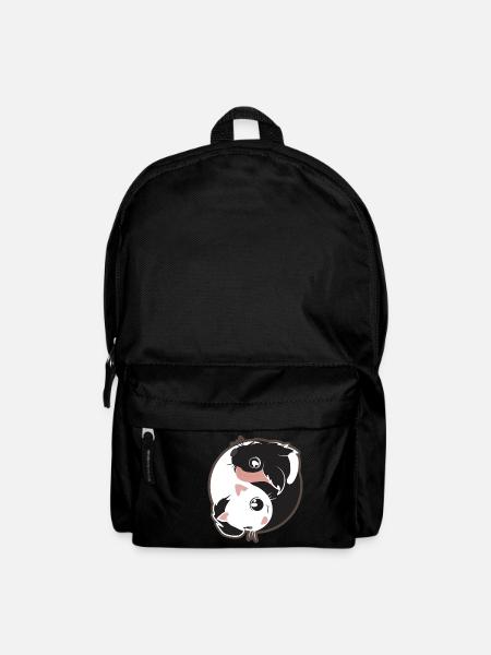 Yin Yang Katze Hund schwarz-weiß - Geschenkidee - Rucksack - Schwarz