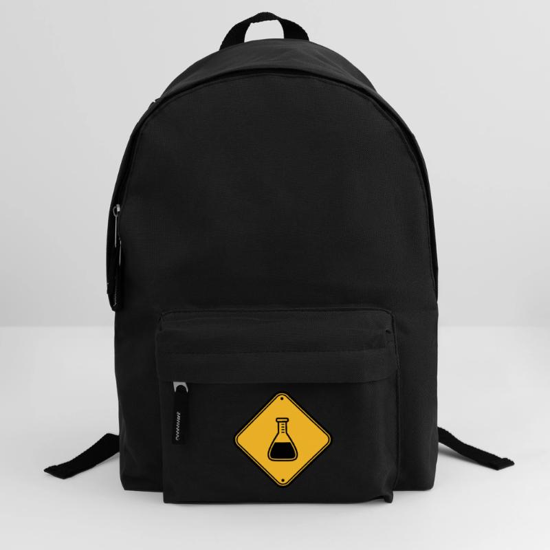 caution science shield note caution flues Backpack
