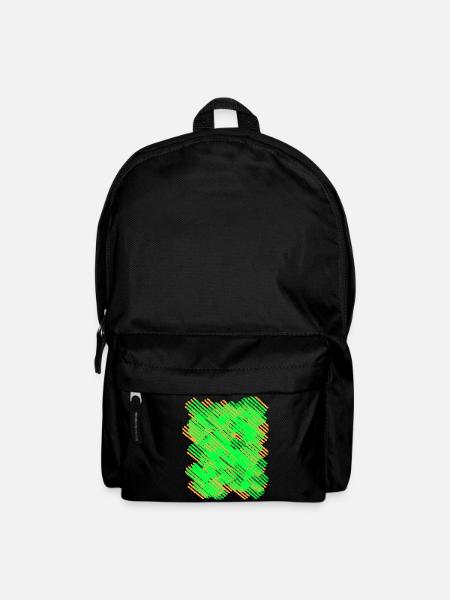 Orange Neon Grün Streifen - Rucksack - Schwarz