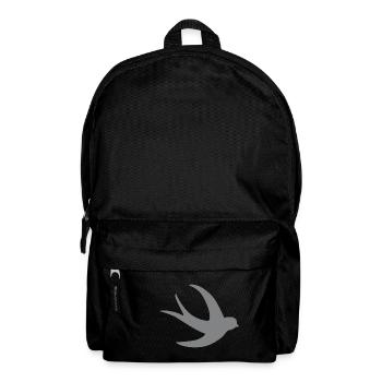 einzelner fliegender Schwalbenvogel im Grau - Rucksack - Schwarz - Vorne