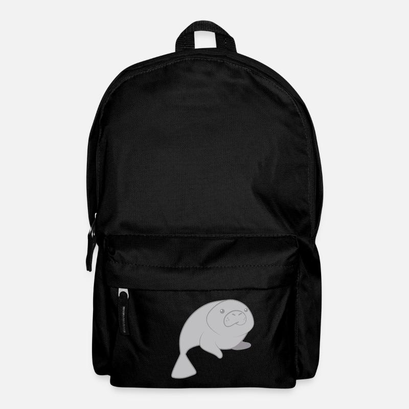 Cute round manatee - Backpack - black