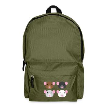 quatre souris marron noir blanc et gris - Sac à dos - vert olive - Devant