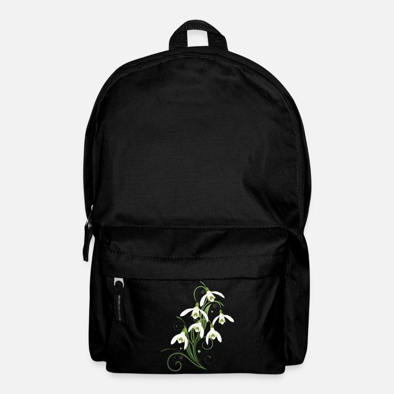 Zarte Schneeglöckchen mit Ornamenten und Ranken - Rucksack - Schwarz