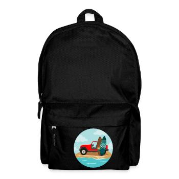 Surfing Wave Jeep und Surfboard Surfer Geschenk - Rucksack - Schwarz - Vorne