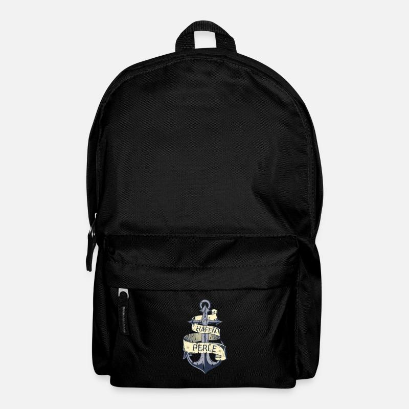 Hamburger Hafen Perle Anker Seemann Geschenk - Rucksack - Schwarz