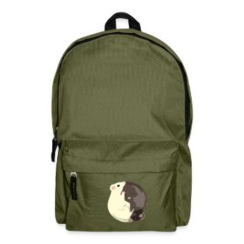 Yin Yang Black and White Ferret Gift - Backpack - olive green - Front