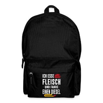 Fleisch essen Diesel fahren lustiges Geschenk - Rucksack - Schwarz - Vorne