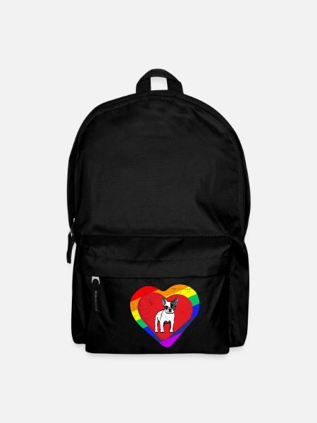 Cadeau de coeur arc-en-ciel bouledogue français - Sac à dos - noir