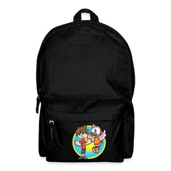 Flamingo and kid cartoon - Backpack - black - Front