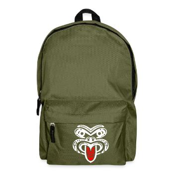 Maori Tiki Masque Visage Tatouage Tribal Polynésien - Sac à dos - vert olive - Devant