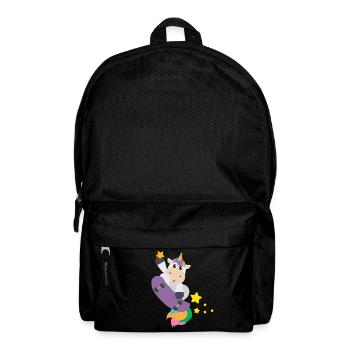 Einhorn Skateboarden Magie Sterne Kindergeschenk - Rucksack - Schwarz - Vorne