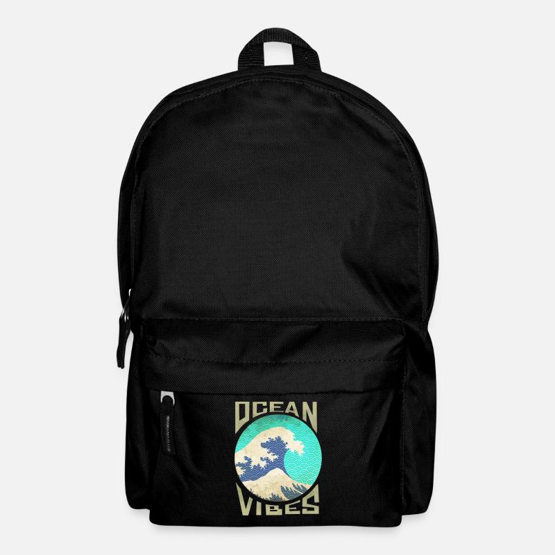 Great Wave Off Kanagawa Surfing - Backpack - black