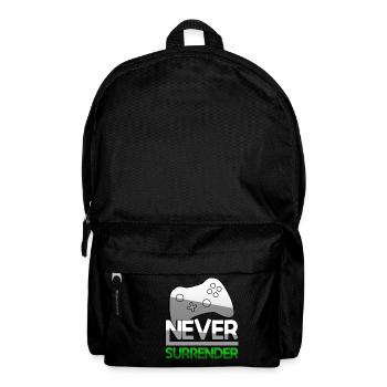 NEVER SURRENDER (Grün) + Controller - Gaming - Rucksack - Schwarz - Vorne