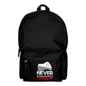 NEVER SURRENDER (Rot) + Controller - Gaming - Rucksack - Schwarz - Vorne