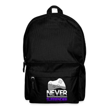 NEVER SURRENDER (Lila) + Controller - Gaming - Rucksack - Schwarz - Vorne