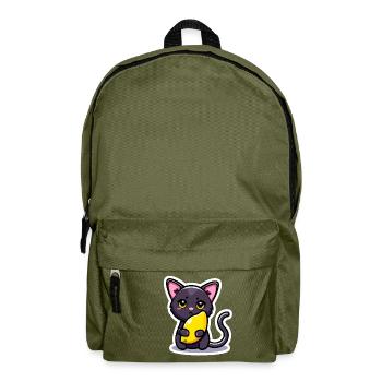 A cat and her mango - sticker style - Backpack - olive green - Front