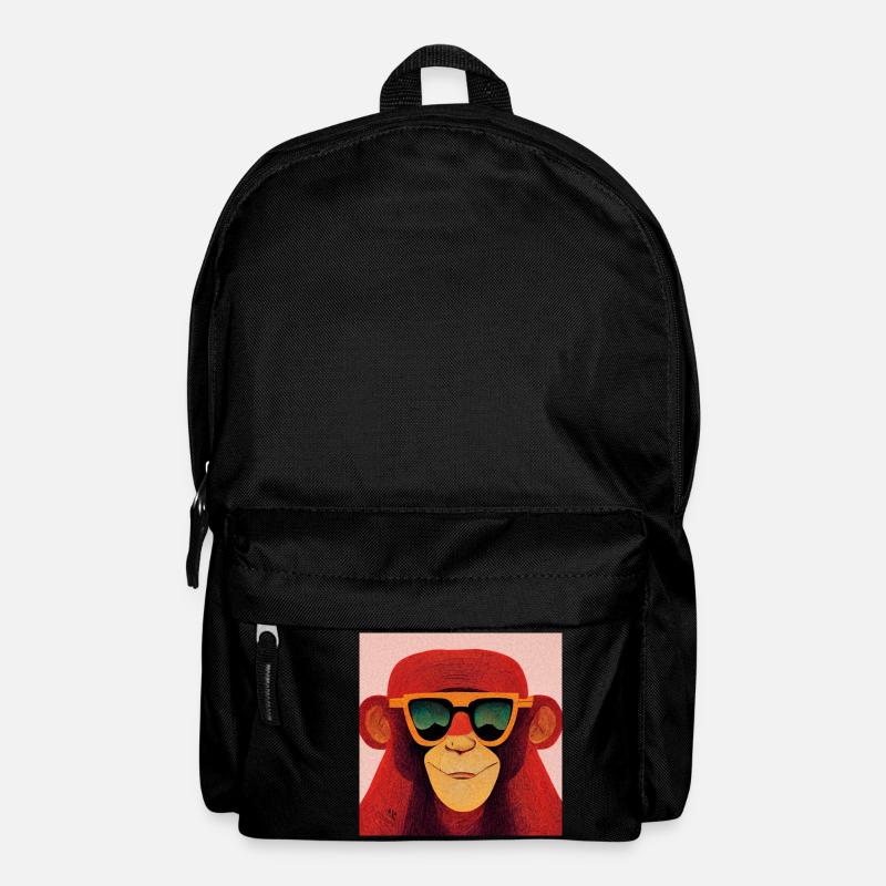 Red monkey with cool sunglasses - Backpack - black