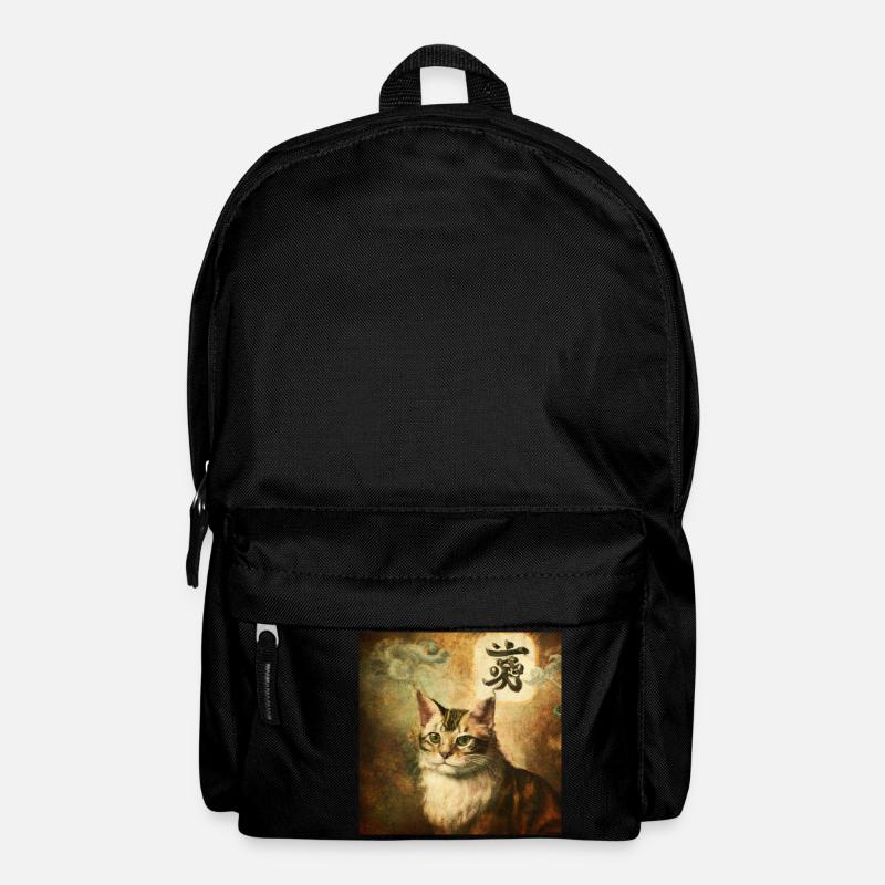 Chat avec caractères chinois, Baroque 2 - Sac à dos - noir