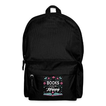 Bücher Buch lesen Bücherei Bibliothek Bücherwurm - Rucksack - Schwarz - Vorne