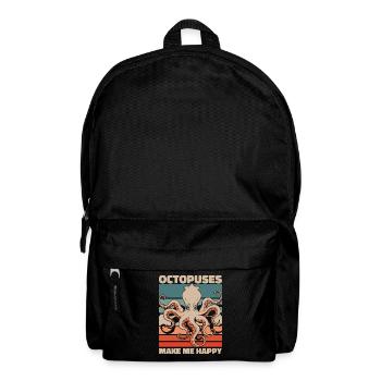 Octopus Octopus Cuttlefish Animal - Backpack - black - Front