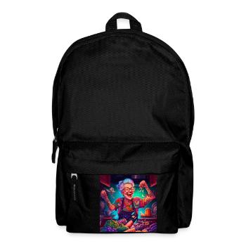 Grand-mère avec des tatouages en train de cuisiner - Sac à dos - noir - Devant