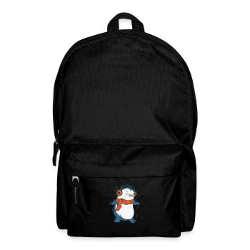 Penguin listens to music with headphones Antarctica - Backpack - black - Front