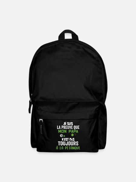 Preuve Que Mon Papa Pétanque Humour Papa Bouliste - Sac à dos - noir